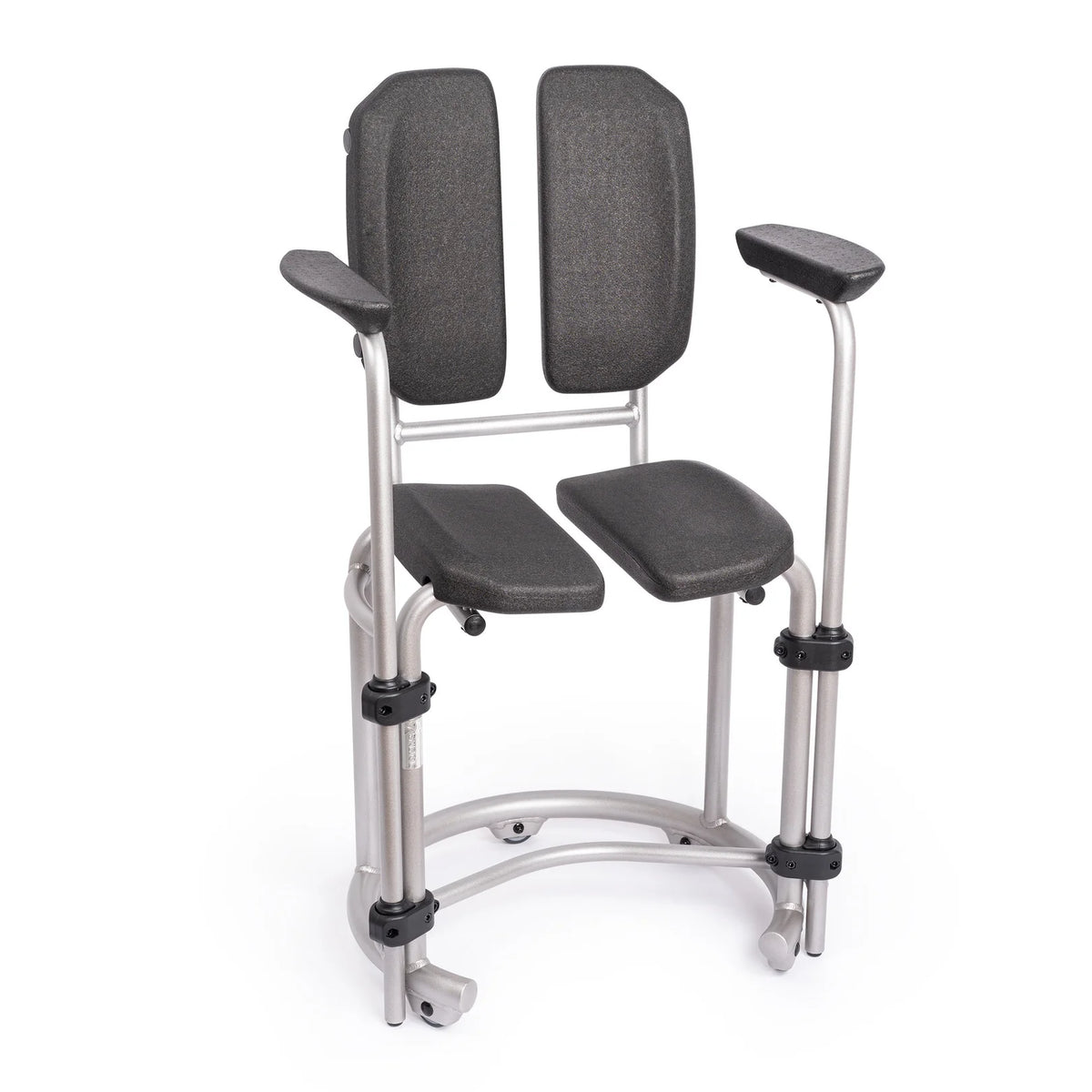 Saljol swivel shower chair with backrest and armrests on a silver aluminium frame