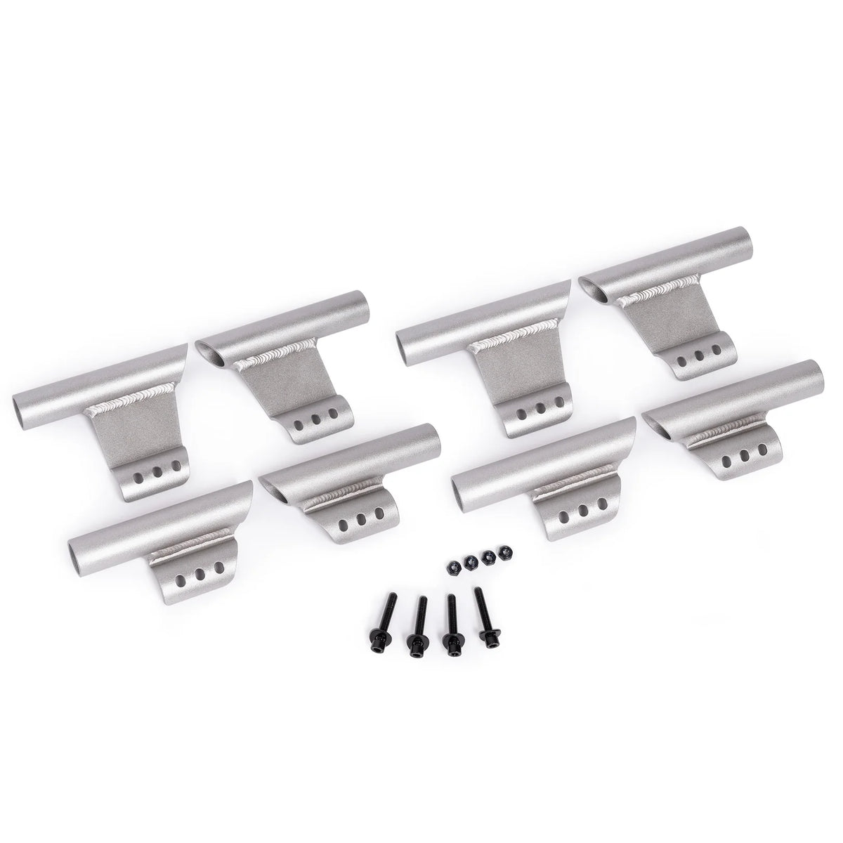 The Saljol adapter set components laid out, with brackets and fixing screws